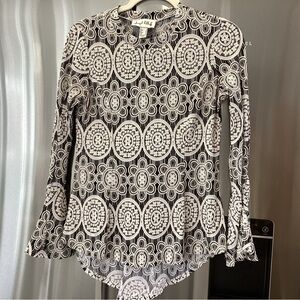 Joseph Ribkoff Black and White Floral Lace Blouse